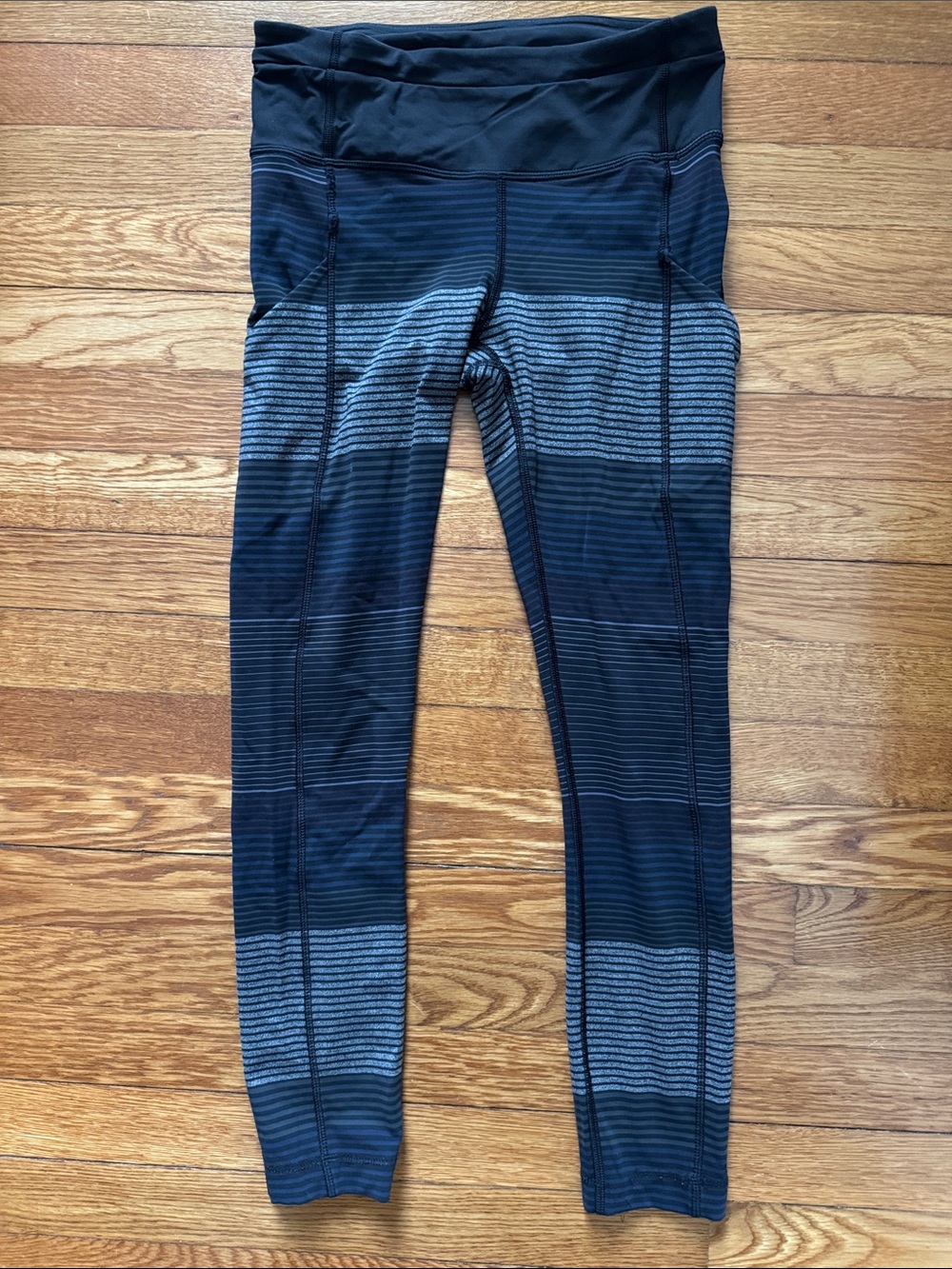 lululemon athletica Black and Gray Striped Leggings